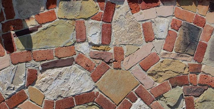 abstrak, latar belakang, bata, batu bata, abu-abu, pola, merah, batu, batu, tan, tekstur, dinding, Wallpaper HD