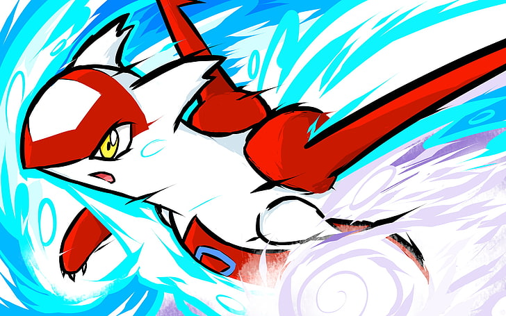 Ilustracja Pokemon Latias, ilustracja postaci czerwonego i białego Pokemona, Pokémon, Latias, Tapety HD