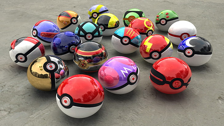 Lote de brinquedos de bola Pokemon, Pokémon, 3D, HD papel de parede