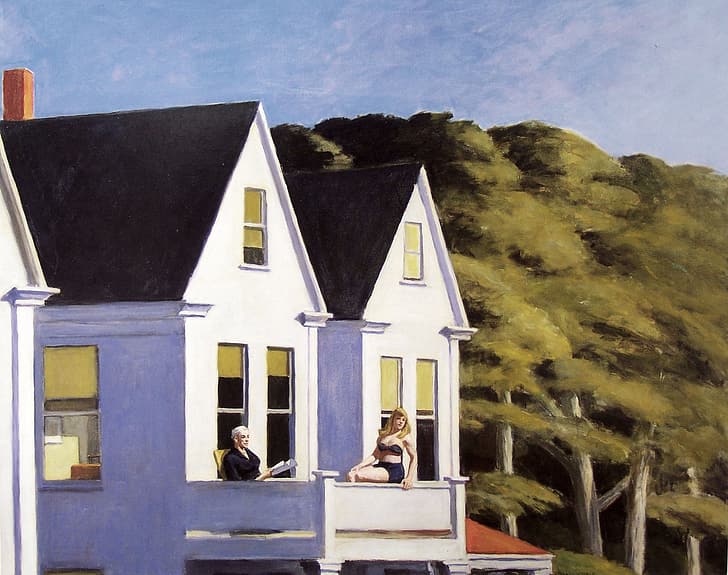 1960, Edward Hopper, Soleil du deuxième étage, Fond d'écran HD