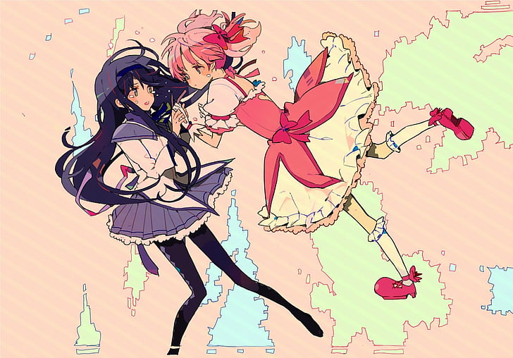 Anime, Puella Magi Madoka Magica, Homura Akemi, Madoka Kaname, HD wallpaper