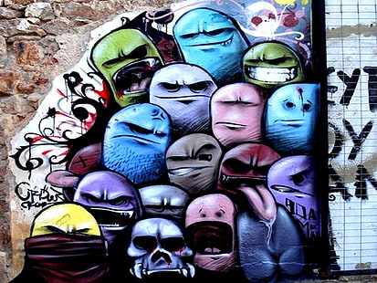muro multicolore graffitti, graffiti, muro, Sfondo HD HD wallpaper