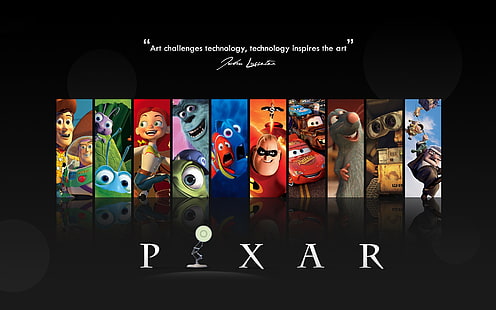 Pixar Movies Walle Cars cytuje film Finding Nemo Ratatouille Toy Story The Incredibles a Bug Entertainment Movies Sztuka HD, filmy, Pixar, Tapety HD HD wallpaper