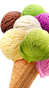 Colorful Ice Cream Cone Dessert, wallpaper es krim cokelat dan mangga, Alam, Makanan, es krim, Wallpaper HD HD wallpaper