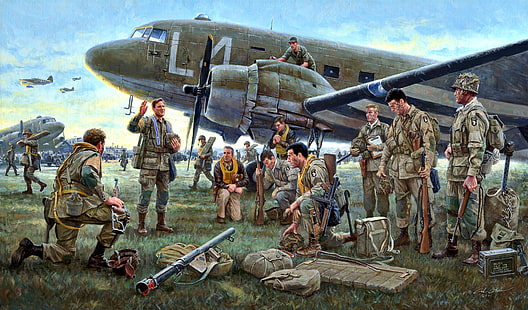 الولايات المتحدة الأمريكية ، دوغلاس ، المحمولة جواً ، مشاة البحرية ، الحرب العالمية الثانية ، C-47 ، الفرقة 101 المحمولة جواً، خلفية HD HD wallpaper