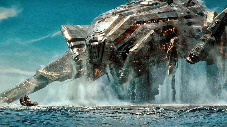 gray spaceship illustration, digital art, Battleship (movie), movies, HD wallpaper