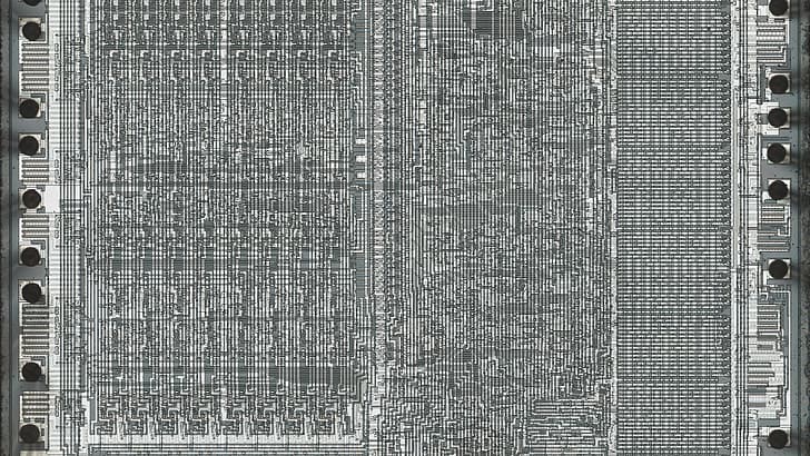 sirkuit terintegrasi, CPU, MOS 6502, elektronik, mikroskopis, Wallpaper HD