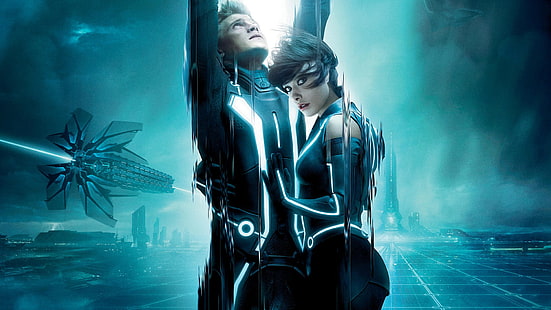 мужчина и женщина цифровые обои, Tron: Legacy, фильмы, Оливия Уайлд, Tron, HD обои HD wallpaper