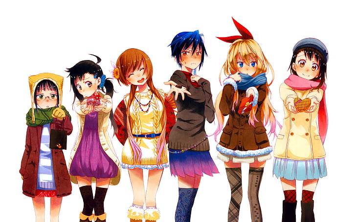 Anime, Nisekoi, Chitoge Kirisaki, Haru Onodera, Kosaki Onodera, Marika Tachibana, Ruri Miyamoto, Seishirou Tsugumi, HD papel de parede
