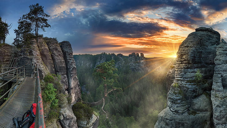 Elbe Sandstone Mountains Highland In The Czech Republic Sunset Wallpapers High Resolution For Android Iphone And Computers 3840×2160, HD wallpaper