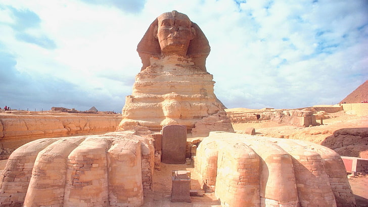 braunes und weißes Blumentextil, Afrika, Ägypten, altertümlich, Architektur, Sphinx von Gizeh, HD-Hintergrundbild