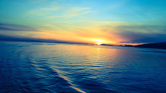 جميلة خلفية غروب الشمس المحيط الطبيعة HD ، مياه البحر، خلفية HD HD wallpaper