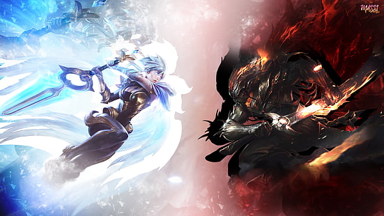 Riven VS Yasuo тапет, Yasuo (League of Legends), Riven (League of Legends), League of Legends, HD тапет HD wallpaper