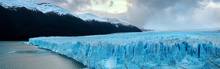 ภูมิทัศน์ธารน้ำแข็งภูเขาน้ำแข็ง Patagonia จอแสดงผลหลายจอ, วอลล์เปเปอร์ HD