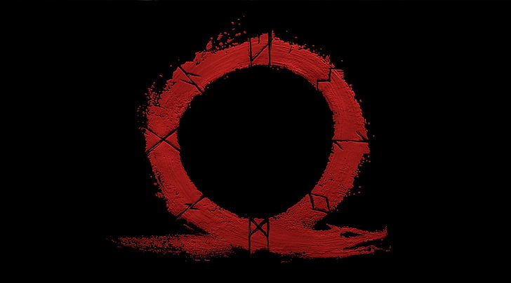rundes rot-schwarzes Logo, Gott, Kriegsgott, Kratos, Omega, Walhall, Kriegsgott 4, Logo, Kriegsgott (2018), HD-Hintergrundbild
