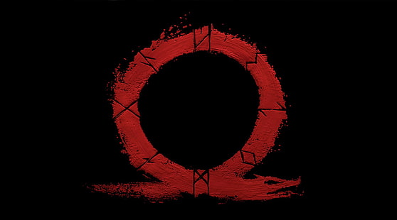okrągłe czerwono-czarne logo, God, God of War, Kratos, Omega, valhalla, god of war 4, logo, God of War (2018), Tapety HD HD wallpaper