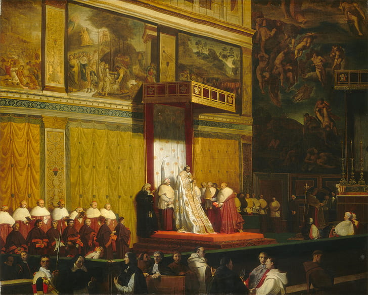 Jean Auguste Dominique Ingres, 1814, Paus Pius VII di Kapel Sistine, Wallpaper HD