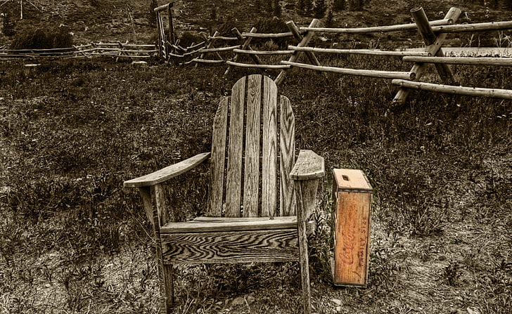 A Warm Afternoon on a Lovely Ranch in Montana, gray wooden adirondack chair, Vintage, Landscape, Grass, Trees, Farm, Wood, Perspective, Wooden, Fence, Forest, Mountains, Contrast, Photography, Broken, Montana, Shot, Woods, Hard, Edge, Yellowstone, Chair, Angle, Images, Photos, Pictures, memories, panorama, Past, Photographer, Shoot, drama, capture, sadness, Coke, Details, Portfolio, position, HD wallpaper