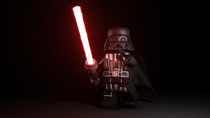 Lego Star Wars Darth Vader minifigure, Star Wars, LEGO Star Wars, Darth Vader, Sith, latar belakang sederhana, lightsaber, LEGO, seni digital, mainan, Wallpaper HD