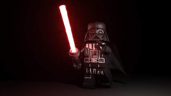 Lego Star Wars Darth Vader minifigure, Star Wars, LEGO Star Wars, Darth Vader, Sith, latar belakang sederhana, lightsaber, LEGO, seni digital, mainan, Wallpaper HD HD wallpaper