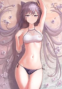  anime girls, long hair, ass, HD wallpaper HD wallpaper