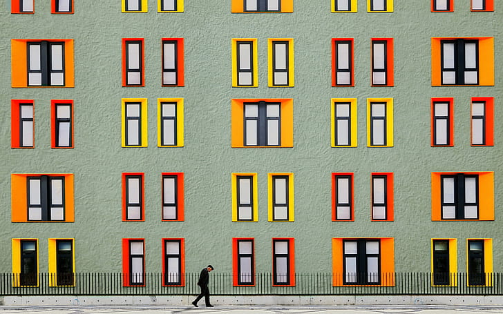 old people, city, town, building, street, window, walking, HD wallpaper