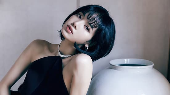 Lalisa Manoban, Lisa (BLACKPINK), asiatique, cheveux courts, Fond d'écran HD HD wallpaper