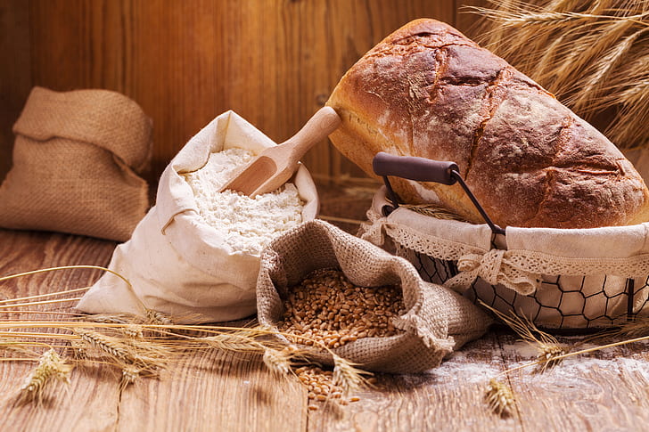 Jedzenie, chleb, pieczenie, mąka, martwa natura, Tapety HD