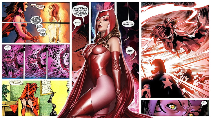 Marvel Scarlet Witch, Scarlet Witch, superheroines, Marvel Comics, comics, panels, HD wallpaper