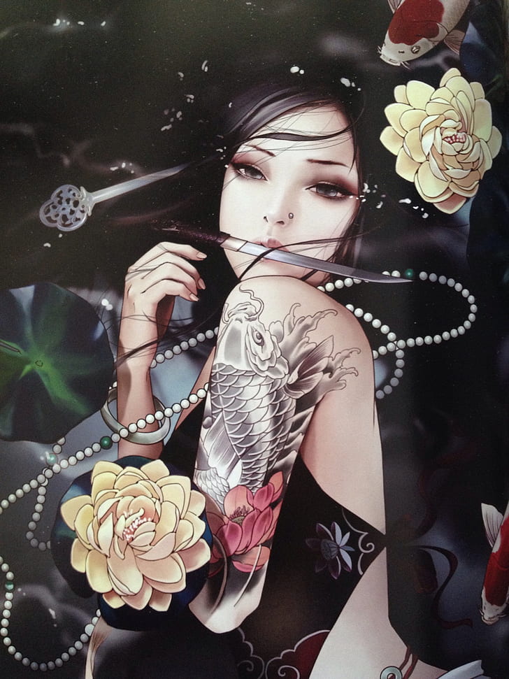 Anime Girl Tattoo Wallpaper gambar ke 12