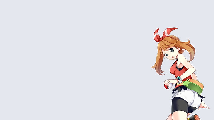 May (pokemon), white background, HD wallpaper