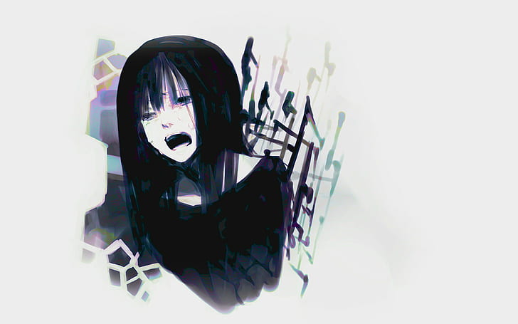 Anime, Anime Girls, verärgert, schwarze Haare, HD-Hintergrundbild