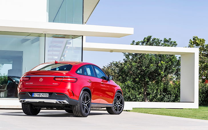 Mercedes Benz GLE Coupe Back View, red toyota 5 door hatchback, mercedes benz gle, mercedes benz coupe, HD wallpaper