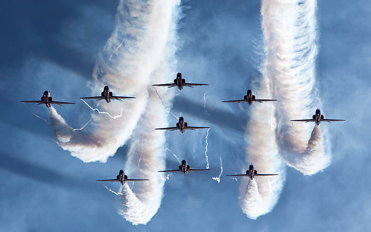فريق الأكروبات الجوية الملكية ، إحدى عشرة طائرة نفاثة ، ملكية ، قوة ، فريق ، أكروبات ، طائرات، خلفية HD