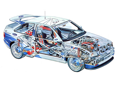 1993, auto, cosworth, cutaway, eskorte, ford, rallye, HD-Hintergrundbild HD wallpaper
