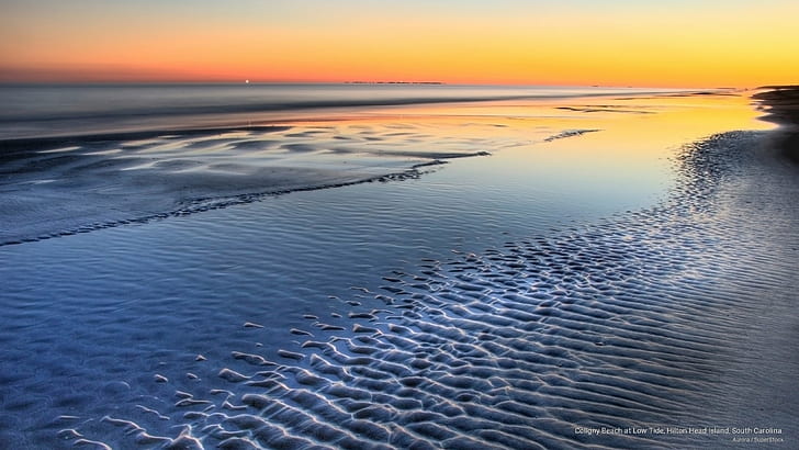 Colidey Beach at Low Tide, 힐튼 헤드 아일랜드, 사우스 캐롤라이나, 해변, HD 배경 화면