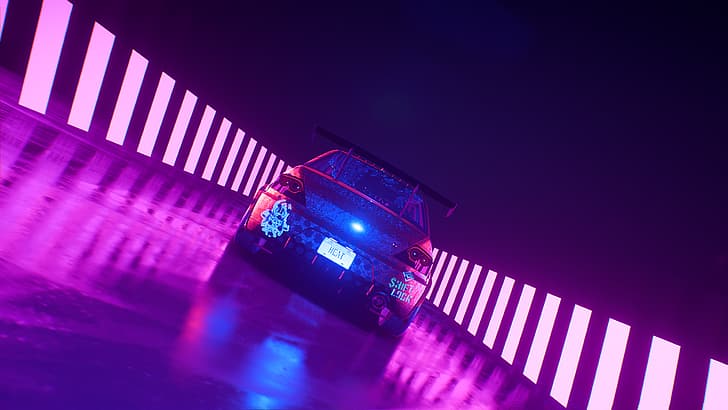 Hız İhtiyacı: Isı, araba, neon, Mitsubishi Lancer Evo X, HD masaüstü duvar kağıdı