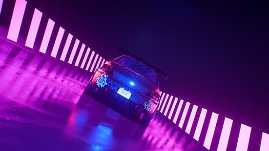 Besoin de vitesse: chaleur, voiture, néon, Mitsubishi Lancer Evo X, Fond d'écran HD HD wallpaper