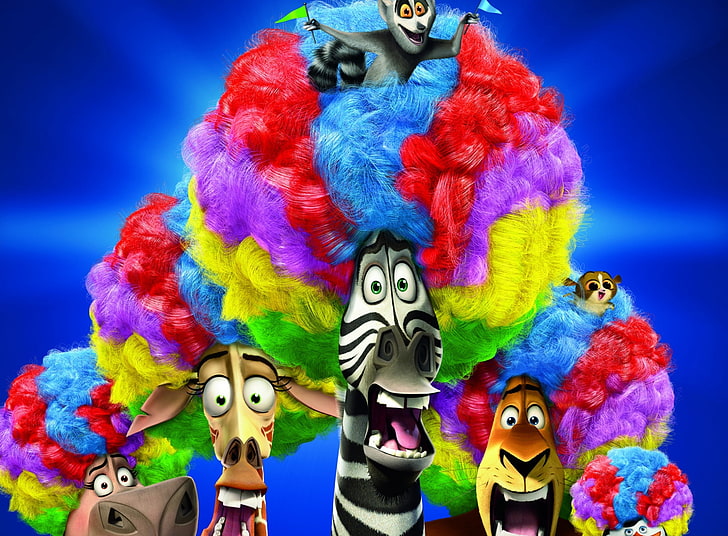 Madagaskar 3 Europas meistgesuchter Zirkus ..., Madagaskar Charaktere digitale Tapete, Cartoons, Madagaskar, Zirkus, Most, Wanted, Europa, Afro, HD-Hintergrundbild
