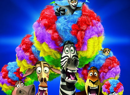 Madagascar 3 El circo más buscado de Europa ..., Fondo de pantalla digital de personajes de Madagascar, Dibujos animados, Madagascar, Circo, Más buscado, Europa, Afro, Fondo de pantalla HD HD wallpaper