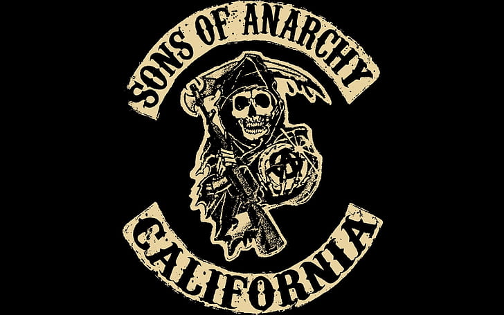 Söhne des Anarchie-Logos, Söhne des Anarchiekalifornien-Logos, soa Verein, Motorrad-Verein, HD-Hintergrundbild