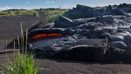 kamchatka volcano picture of lava, HD wallpaper HD wallpaper