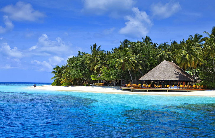 Ангсана Ихуру, Мальдивы, остров-курорт в Индийском океане Hd Обои 2880 × 1800, HD обои