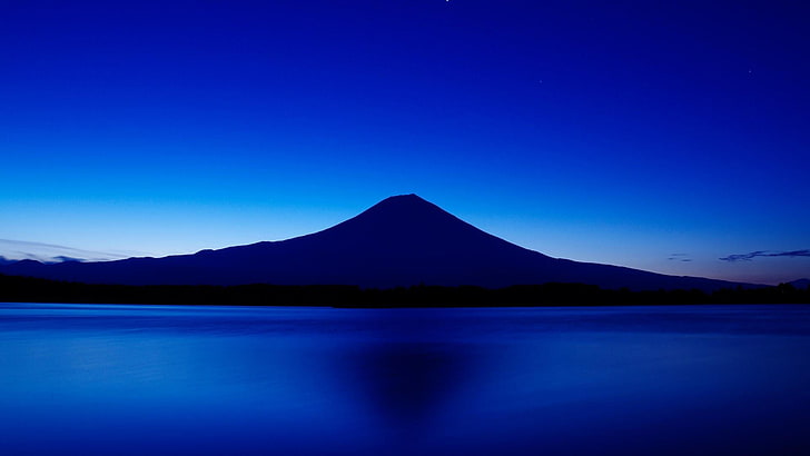japan, moutain, vulkan, fuji, blå, sky, mount fuji, natt, asien, HD tapet