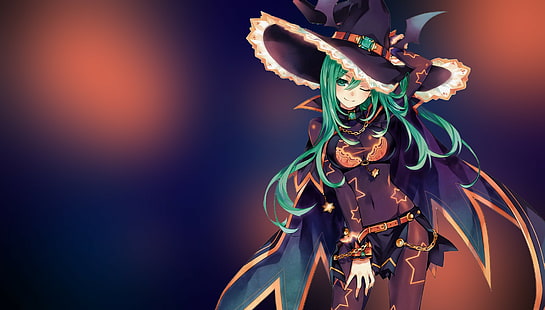 Natsumi (Date A Live), anime girls, witch, Date A Live, anime, green hair, HD wallpaper HD wallpaper