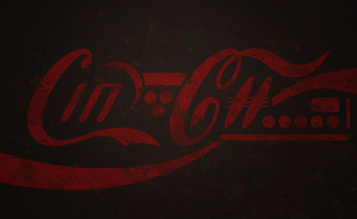 Paslı Coca Cola logosu, siyah ve kırmızı Coca-Cola logosu dijital duvar kağıdı, Vintage, paslı, Cola, Logo, Coca, HD masaüstü duvar kağıdı