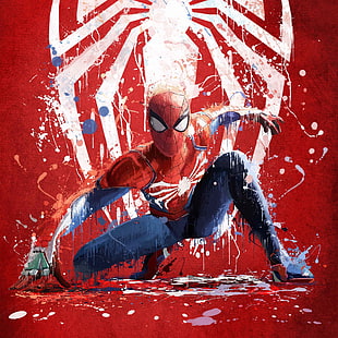 Spider-Man, Karya Seni, PS4, Merah, HD, Wallpaper HD HD wallpaper