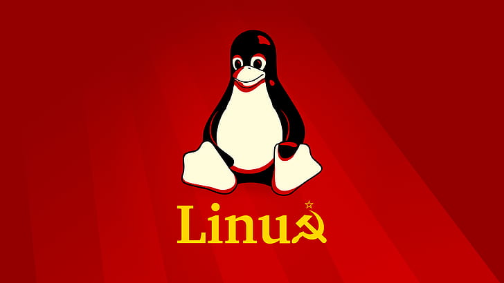 Linux, Tux, FoxyRiot, red, USSR, HD wallpaper