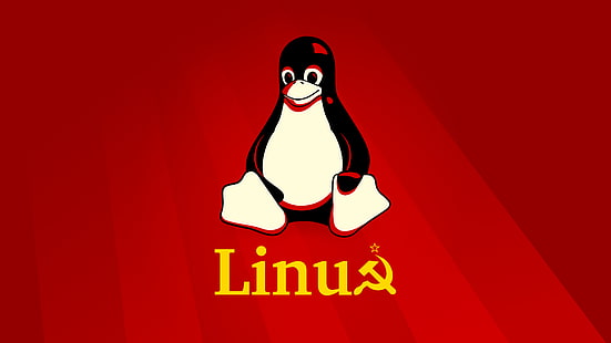 Linux, Tux, FoxyRiot, красный, СССР, HD обои HD wallpaper