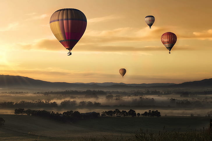 luftballons, himmel, fliegend, schwimmend, heiß, luft, luftballons, HD-Hintergrundbild